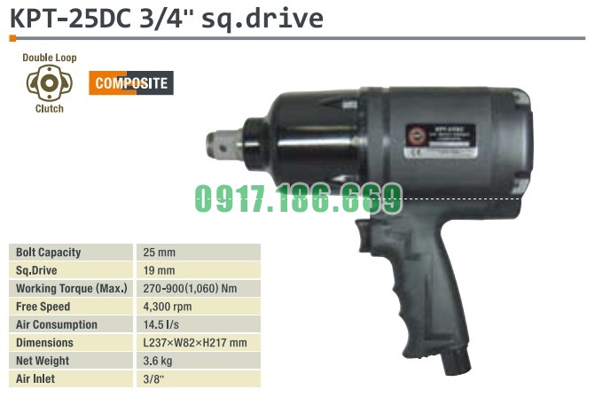 SÚNG XIẾT BU LÔNG 3/4 INCH KAWASAKI KPT-25DC